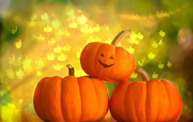 ハロウィーンの日のジャック・オ・ランタンの裏と表 4K 壁紙