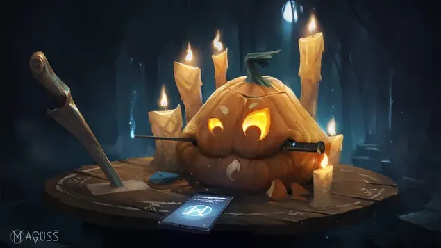 Jack-o-lantern koristeći svoj mobilni telefon HD pozadina