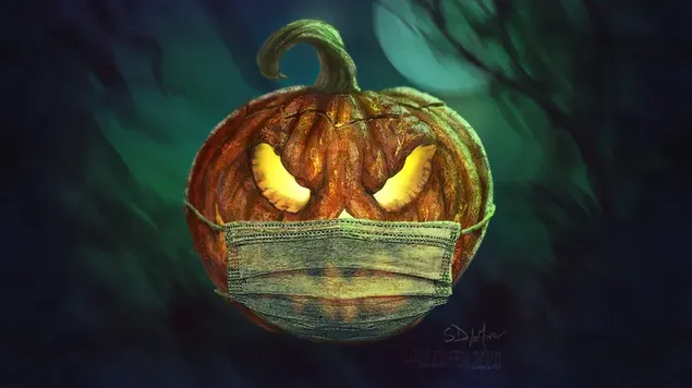 Jack-o-lantern sa maskom 4K pozadina