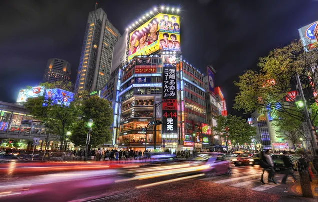 japan tokio tydverloop ligte 4K muurpapier