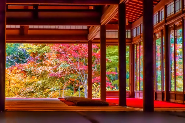 秋の日本の家 2K 壁紙