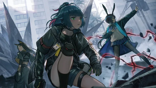 Джессика с Амией и Доберманом - Arknights (аниме-видеоигра) 4K обои