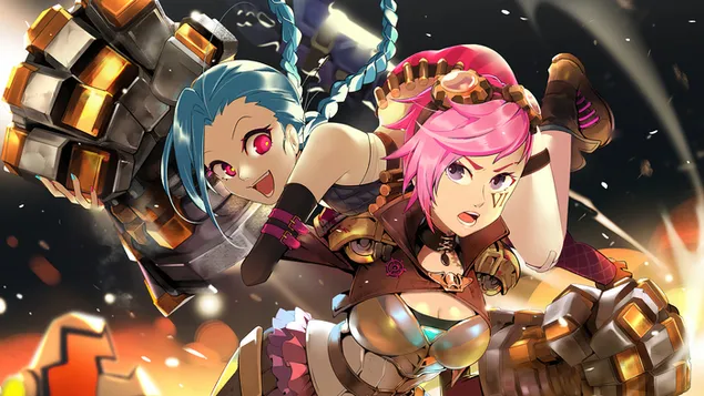 Hình nền Jinx với Vi (Anime FA) | Liên minh huyền thoại (LOL) 4K