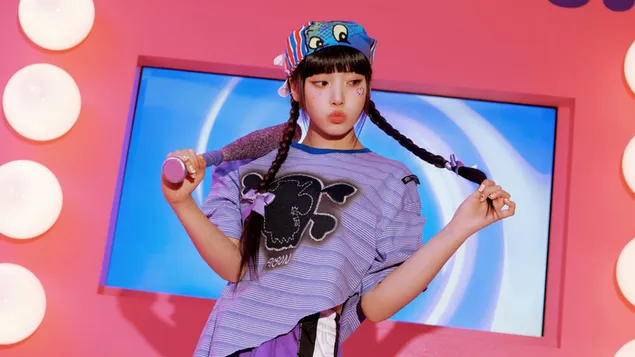 來自 NMIXX（Kpop 樂隊）的 Jiwoo - Young, Dumb, Stupid MV Shoot 4K 壁紙