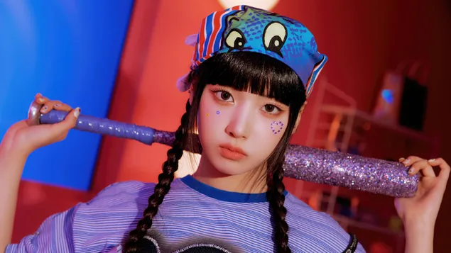 來自 NMIXX（Kpop 樂隊）的 Jiwoo | 年輕，愚蠢，愚蠢的MV拍攝 4K 壁紙