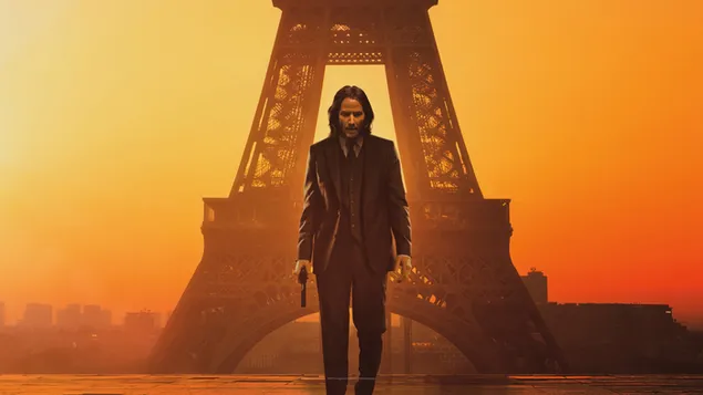 John Wick: Poglavlje 4 Eiffelov toranj Pariz Poster 4K pozadina