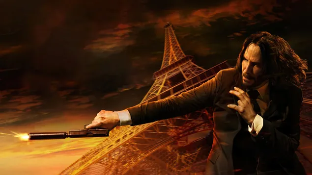 John Wick: Poglavlje 4 Poster Eiffelovog tornja 4K pozadina