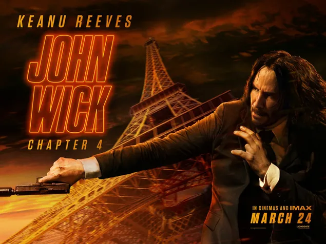 Poster filma John Wick: Chapter 4 Keanu Reeves iz 2023 2K pozadina