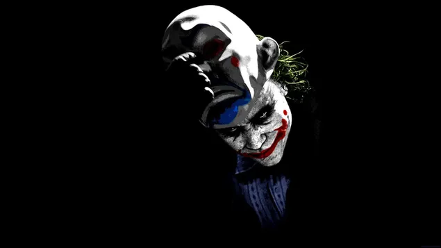 Joker dan topeng dengan riasan uniknya, rambut dicat 4K wallpaper