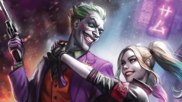 Joker y Harley Quinn Antihéroe DC 4K fondo de pantalla