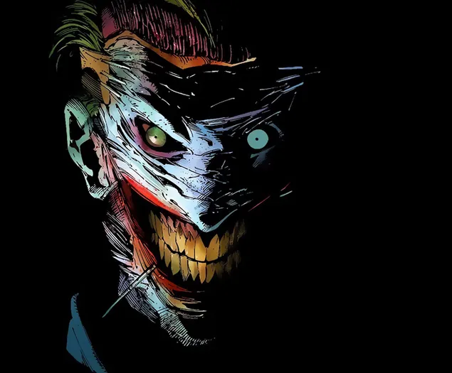 Potret Joker dalam gaya penuh warna 2K wallpaper