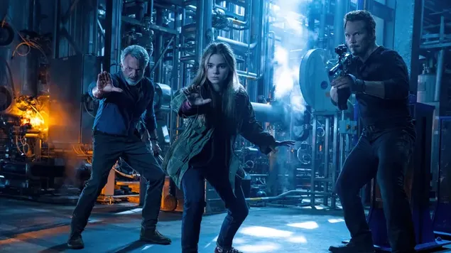 Jurassic World: Dominion Movie - Sam Neill, Isabella Sermon & Chris Pratt 4K muurpapier