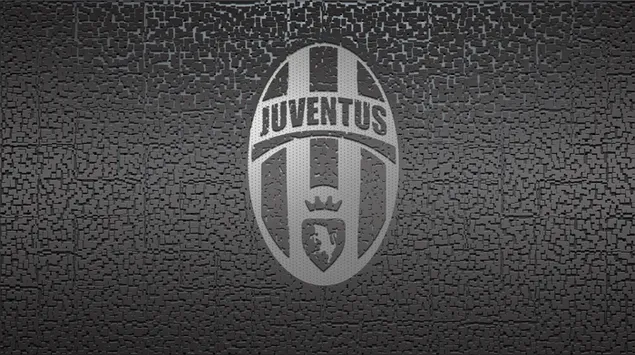 Juventus voetbalclub zwart-wit teamlogo gevormd door kleine puzzelstukjes download