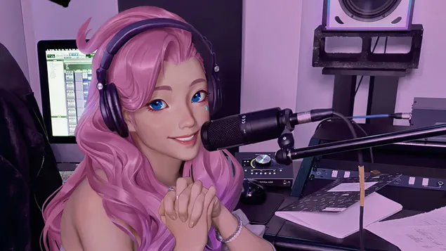 录音棚中的 K/DA 'Seraphine' - 英雄联盟 (LOL) 4K 壁纸