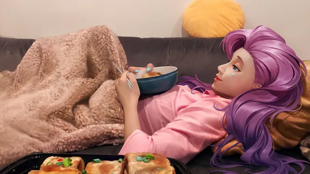 K/DA 'Seraphine' נרגע בבית - League of Legends (LOL) 4K טפט