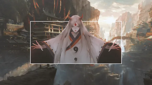 Páipéar balla Kaguya & fág an sráidbhaile ina dhiaidh2K