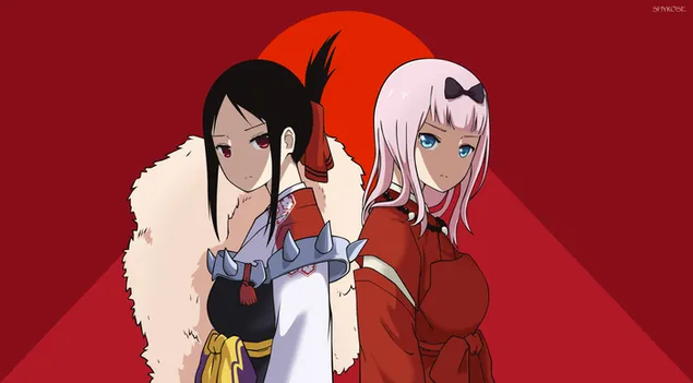 Шпалери Kaguya-sama: Love is War - Кагуя Шіномія та Чіка Фудзівара 4K