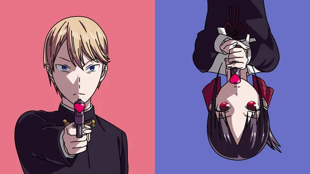 Шпалери Kaguya-sama: Love is War - Кагуя Шіномія та Міюкі Сірогане 4K