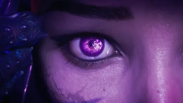 Kai'Sa (primer pla dels ulls) - League of Legends (LOL) 4K fons de pantalla