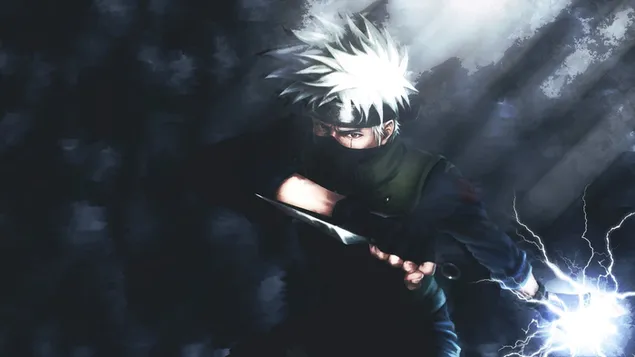 Kakashi lutando com sua técnica Chidori HD papel de parede