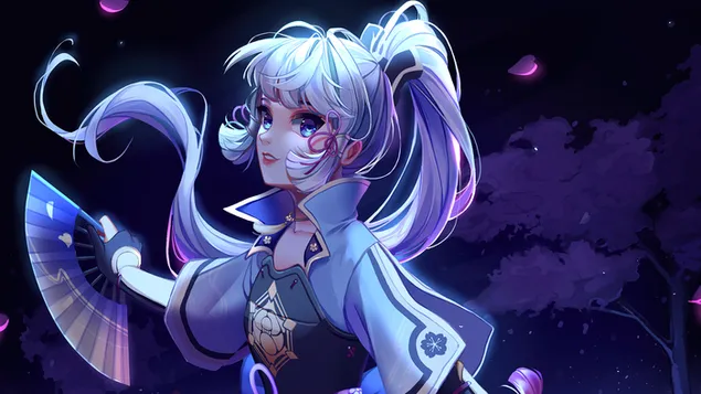 Páipéar balla Kamisato 'Ayaka' - Tionchar Genshin [Físchluiche Ar Líne]4K