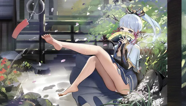 Hình nền Kamisato ayaka giấu mặt | Tác động Ganshin 4K