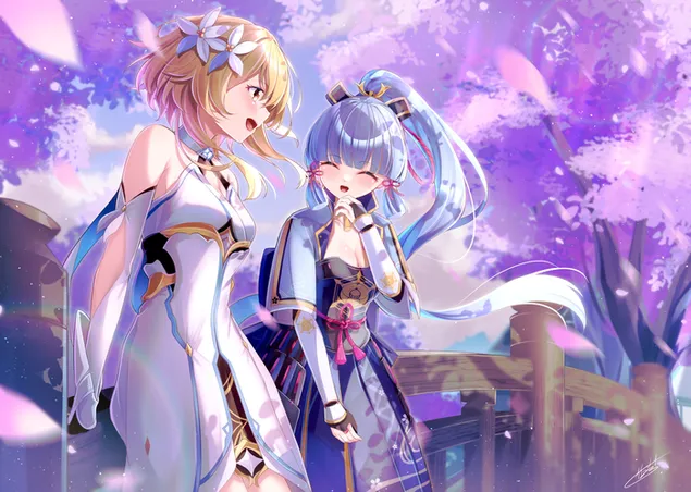 上里绫香 & Lumine 笑 | 原神冲击 4K 壁纸