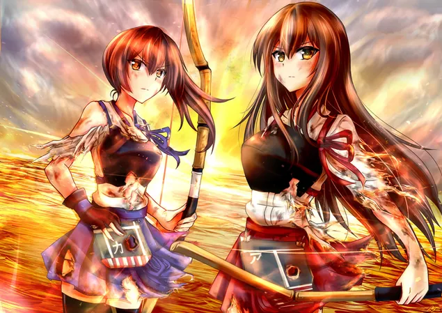 Кантаи колекција - Кага и Акаги 4K тапет