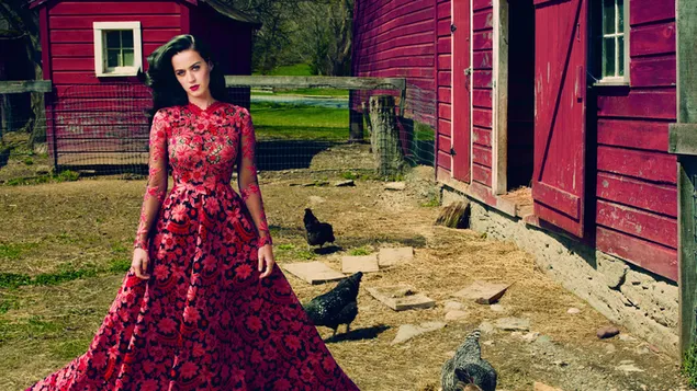 Taustakuva Katy Perry punaisessa mekossa 4K