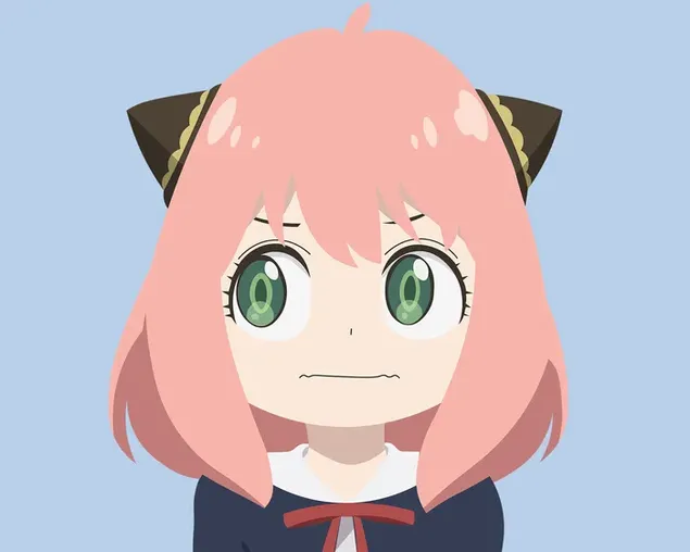 Kawaii little girl Anya Forger with pink hair and green eyes