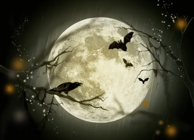 kelelawar terbang saat bulan purnama unduhan