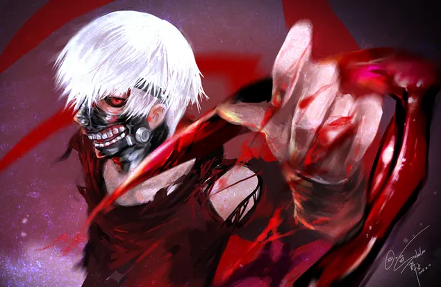 Kenas Kaneki Kagune 2K ekrano užsklanda