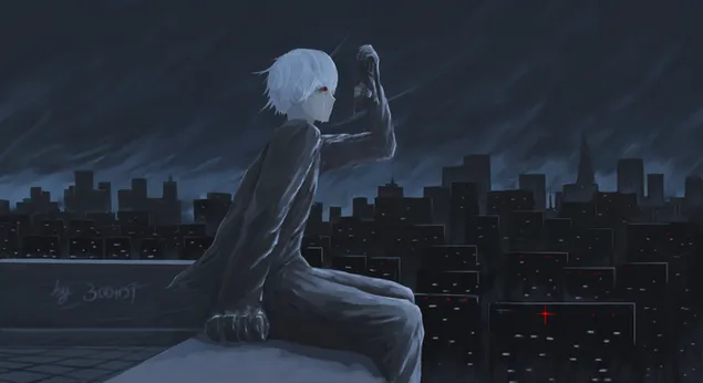 Ken Kaneki על Building Top HD טפט