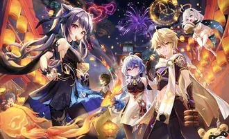 Keqing & friends watching fireworks | Genshin Impact  4K wallpaper