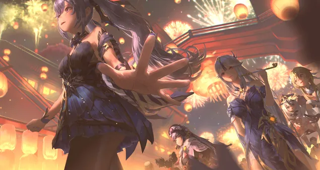 Keqing iubea noaptea festivalului special de artificii | Impactul Ganshin 2K imagine de fundal