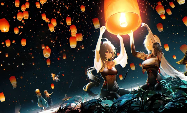 keqing & shenhe | festivalova noc se svetlem lucerny (ganshin impact) stahnout