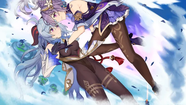 Keqing พยายามกอด Ganyu | เก็นชิน อิมแพ็ค HD วอลเปเปอร์