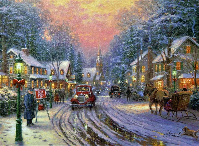 Kerst schilderij door Thomas Kinkade download
