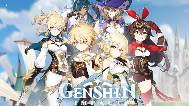Key Visual - Genshin Impact (Anime-videogame) 4K achtergrond