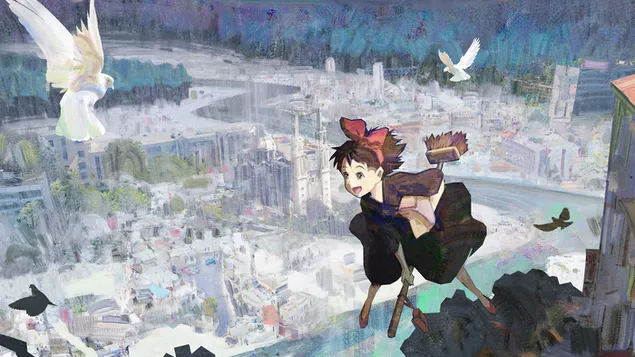 Kiki's Delivery Service Anime Movie 4K wallpaper