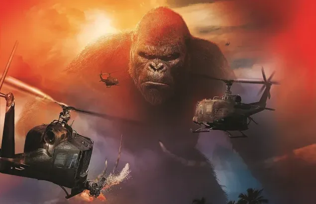 King Kong Facing The Helicopters HD wallpaper download