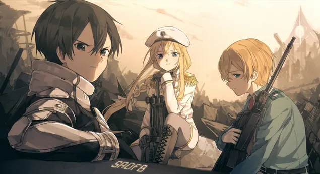 Кирито, Алис Зуберг, Юджио HD тапет