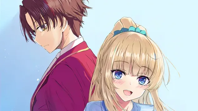 Kiyotaka Ayanokouji og Kei Karuizawa fra Classroom of the Elite 4K bakgrunn