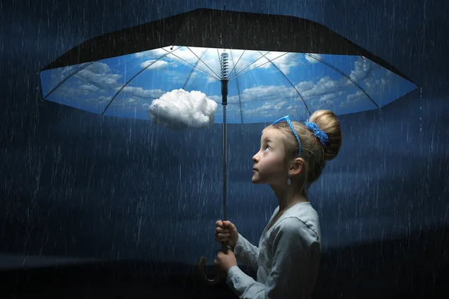Kleines Mädchen mit Regenschirm