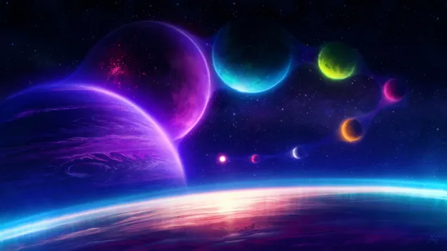 Kleurrijke planeten download