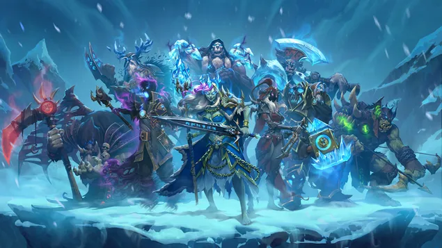 Knights of the Frozen Throne - Warriors vs Monsters 8K baggrundsbillede