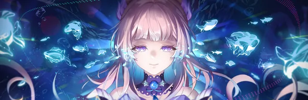 Hình nền Kokomi tóc vàng & đôi mắt huyền | Tác động Ganshin 2K