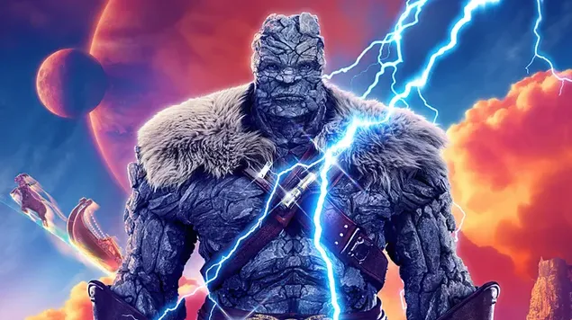 Korg Look และ Thor Thunder และ Goats อยู่ข้างหลังเขา 4K วอลเปเปอร์