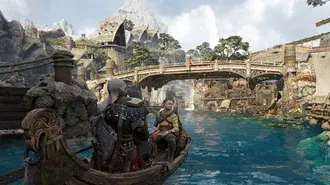 Kratos e Atreus in barca - God Of War: Ragnarok (Videogioco) 4K sfondo