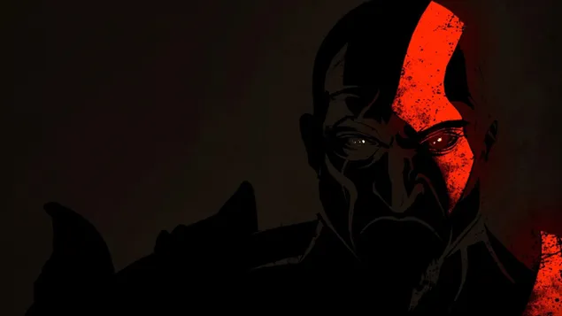 Kratos van god van oorlog illustrasie 2K muurpapier